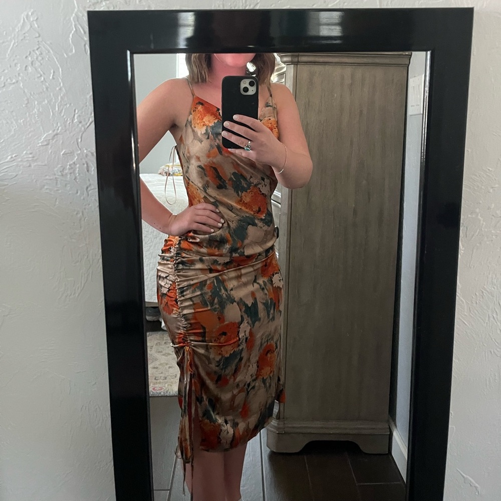 NWOT Lilyful multi-color silk midi dress